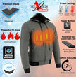Nexgen Heat Men’s Grey Heated Hoodie Jacket – Winter Motorcycle Riding Gear for Cold Outdoors MPM1713SET