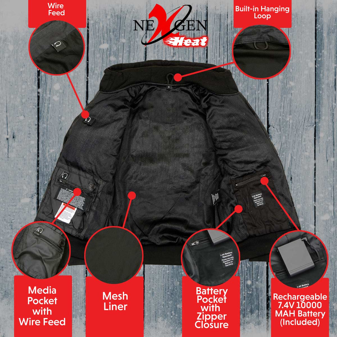 Nexgen Riding Jacket Nexgen Heat Men’s Black Heated Hoodie Jacket – Winter Motorcycle Riding ...