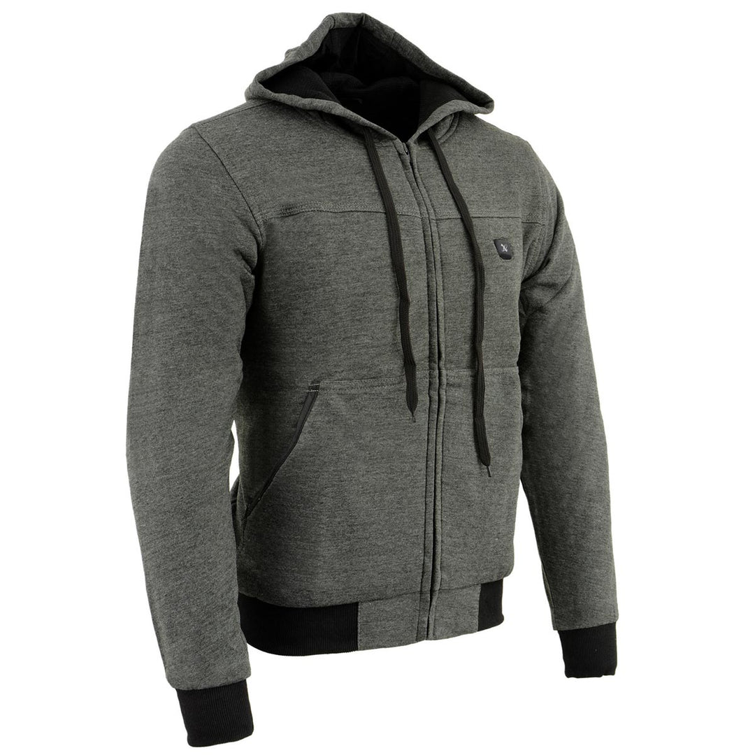 Nexgen Heat Men’s Heated Sweatshirt Hoodie – Grey Cold-Weather Gear for Riding &amp; Outdoor NXM1713SET