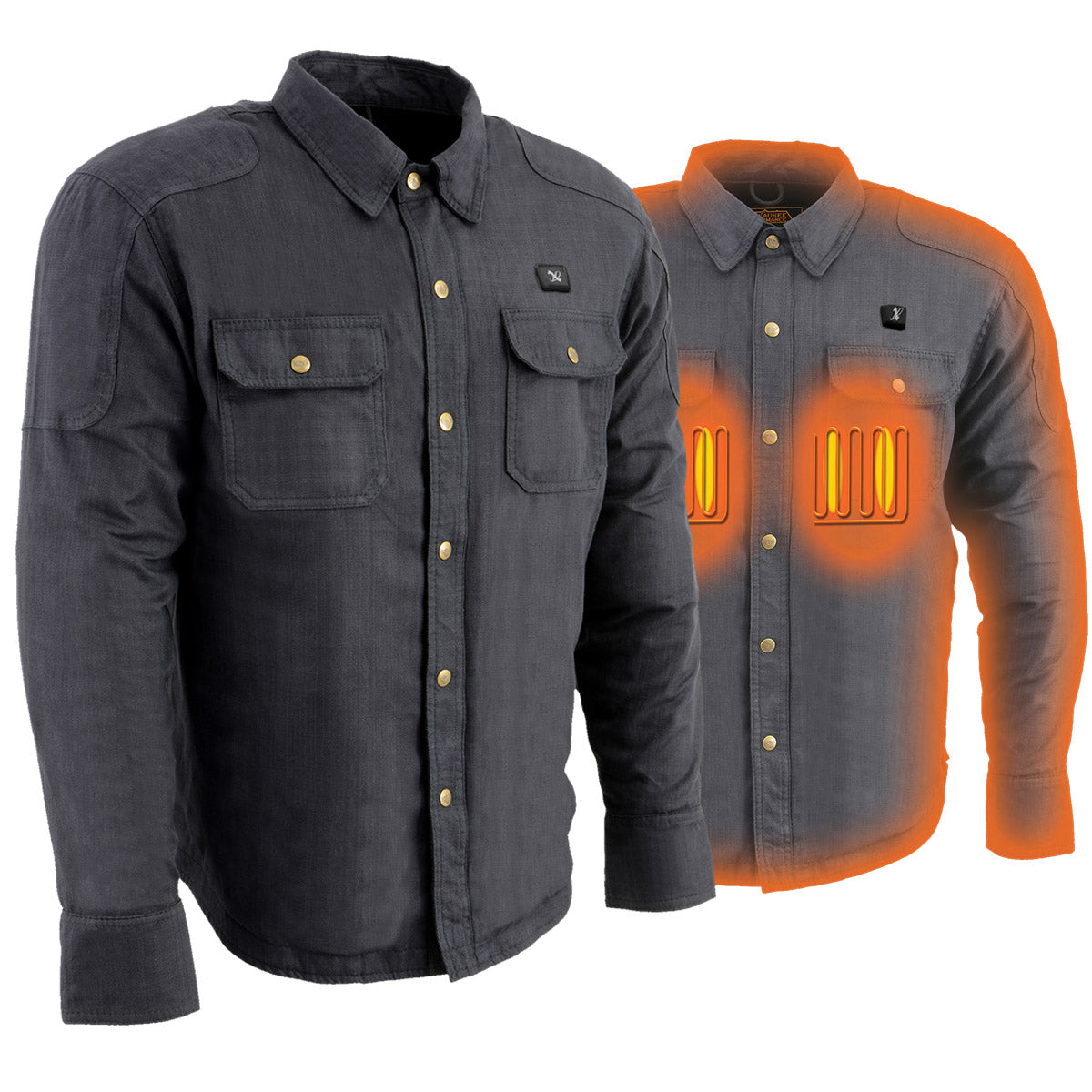 Nexgen Heat NXM1715SET Men's 'Scorcher'Grey Heated Cotton Denim Jacket for Outdoor Activities w/ Battery Pack