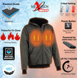 Nexgen Heat NXM1717DUAL Technology Men's Heated Hoodie - Grey Sweatshirt Jacket - for Outdoor Winter Cold Weather