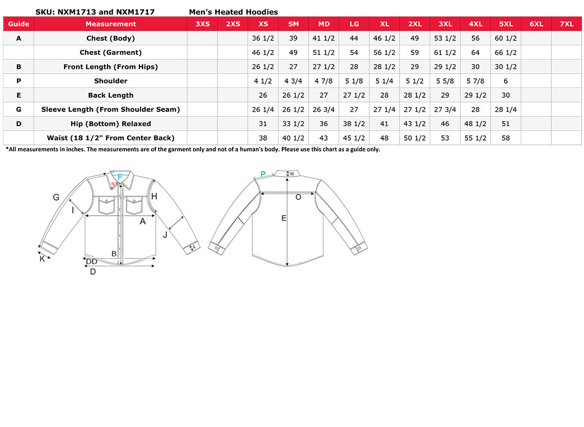 Nexgen Heat MPM1717DUAL Technology Men's Grey Heated Hoodie - Sweatshirt Jacket - for Winter Riding Outdoor Activities