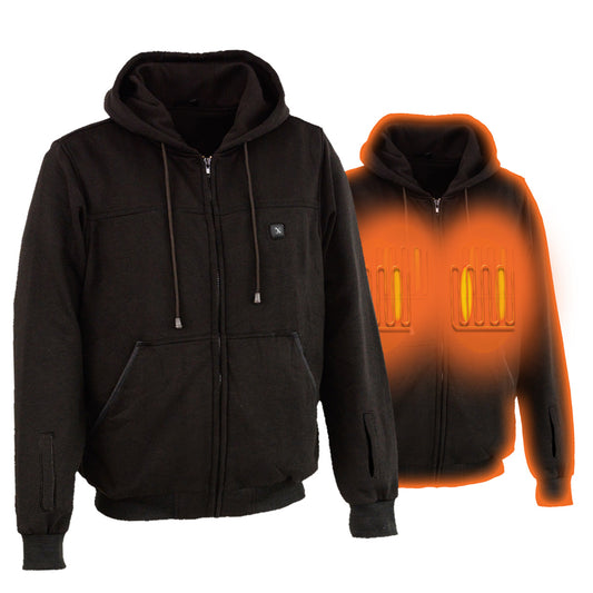 Nexgen Heat MPM1717DUAL Technology Men's Black Heated Hoodie- Sweatshirt Jacket - for Winter Riding Outdoor Activities