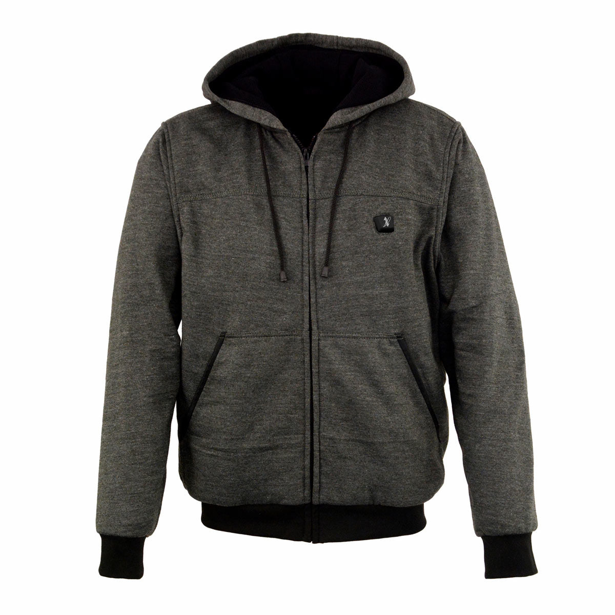 Nexgen Heat NXM1717DUAL Technology Men's “Fiery’’ Heated Hoodie - Grey Sweatshirt Jacket for Winter w/ Battery Pack