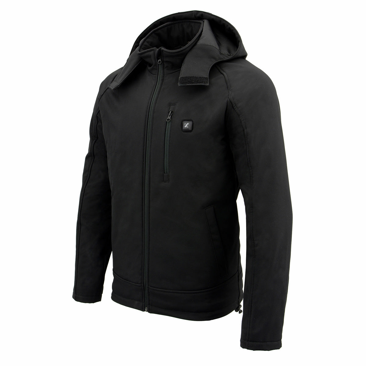 Nexgen Heat NXM1767SET Men's 'Ruffled' Black Soft Shell Heated Hooded Jacket- for Outdoor Winter Cold Weather Activities