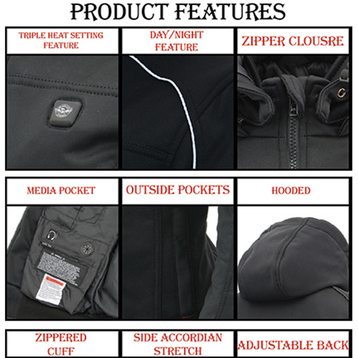 Nexgen Heat MPM1767SET Men's Black 'Heated' Soft Shell Hooded