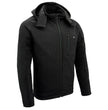 Nexgen Heat MPM1767SET Men's Black 'Heated' Soft Shell Hooded Zipper Front Jacket with Detachable Hood
