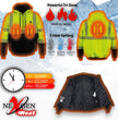Nexgen Heat MPM1773SET Men's Heated High Visibility Work Hoodie, Neon Green Hi Vis Reflective Hoodie