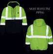 Nexgen Heat MPM1773SET Men's Heated High Visibility Work Hoodie, Neon Green Hi Vis Reflective Hoodie