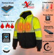 Nexgen Heat MPM1773SET Men's Heated High Visibility Work Hoodie, Neon Green Hi Vis Reflective Hoodie