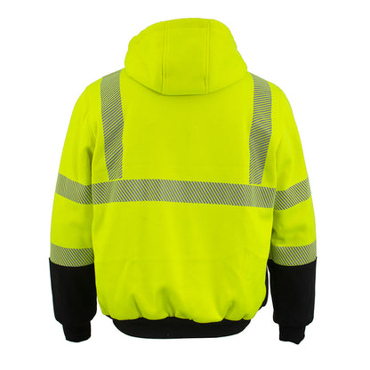 Nexgen Heat NXM1773SET Men's Heated High Visibility Work Hoodie, Neon Green Hi Vis Reflective Hoodie w/ Battery