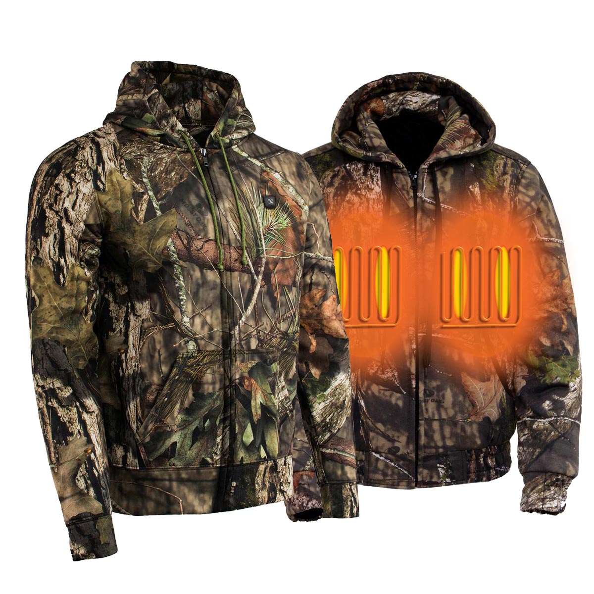 Nexgen Heat MPM1776SET Men's Camouflaged Heated Zipper Hoodies - for Winter Cold Weather Riding Outdoor Activities