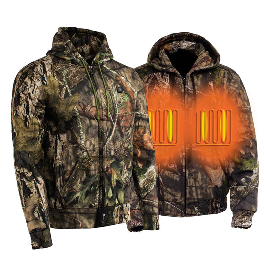 Nexgen Heat MPM1776SET Men's Camouflaged Heated Zipper Hoodies - for Winter Cold Weather Riding Outdoor Activities