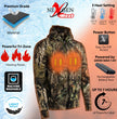 Nexgen Heat MPM1776SET Men's Camouflaged Heated Zipper Hoodies - for Winter Cold Weather Riding Outdoor Activities