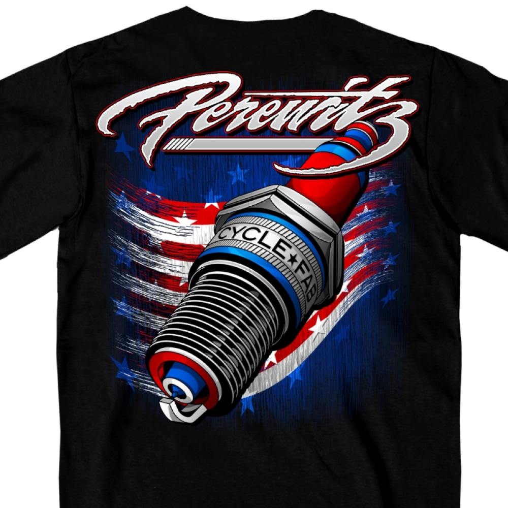 Official Perewitz PFM1006 Men’s Spark Plug Black T-Shirt