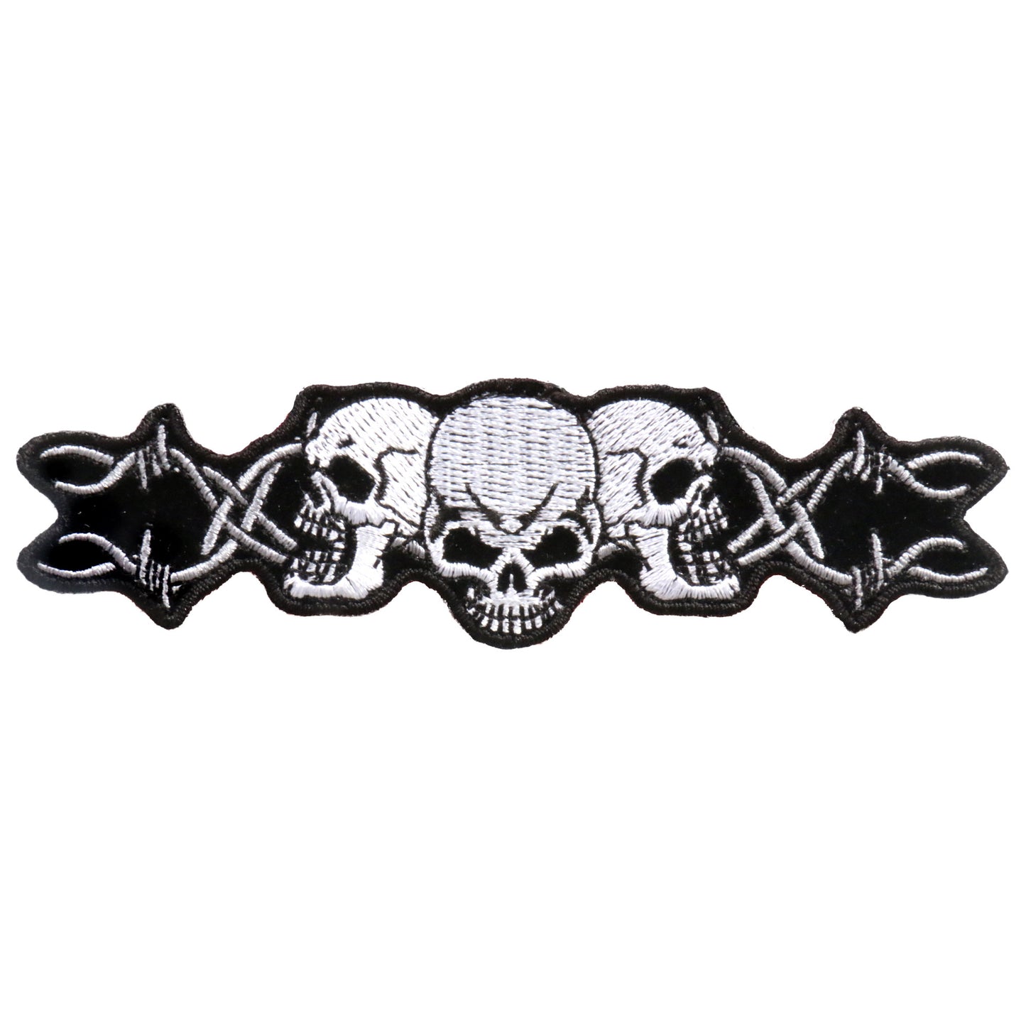 Hot Leathers PPA1052 Barbed Wire Skull Trio Patch 5" x 1"