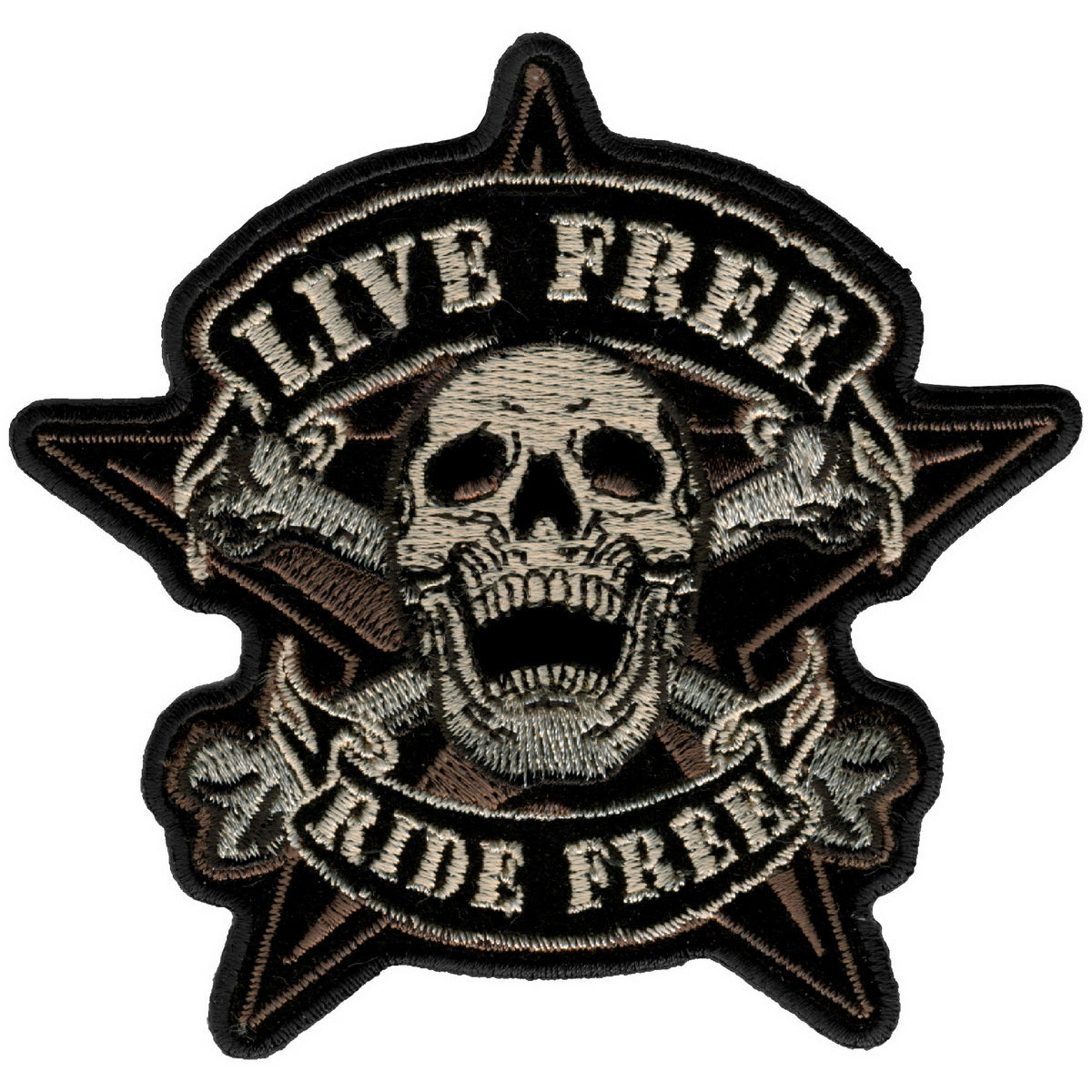 Hot Leathers PPA5100 Live Free Skull Biker Patch 4" x 4"