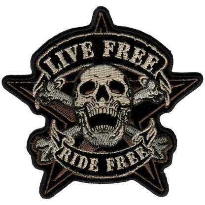 Hot Leathers PPA5100 Live Free Skull Biker Patch 4" x 4"