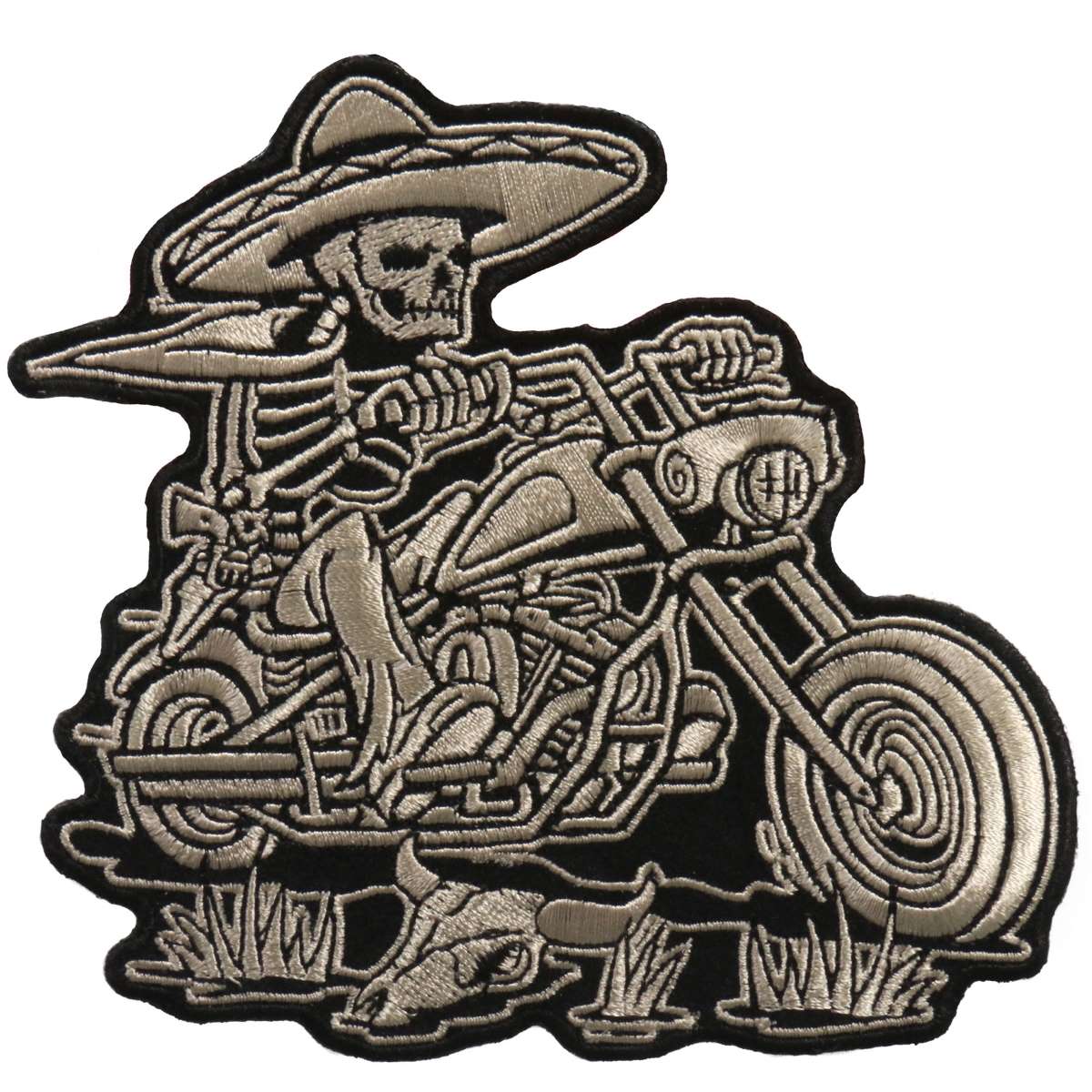 Hot Leathers 5" x 5" Sombrero Skeleton Rider Patch PPA6823