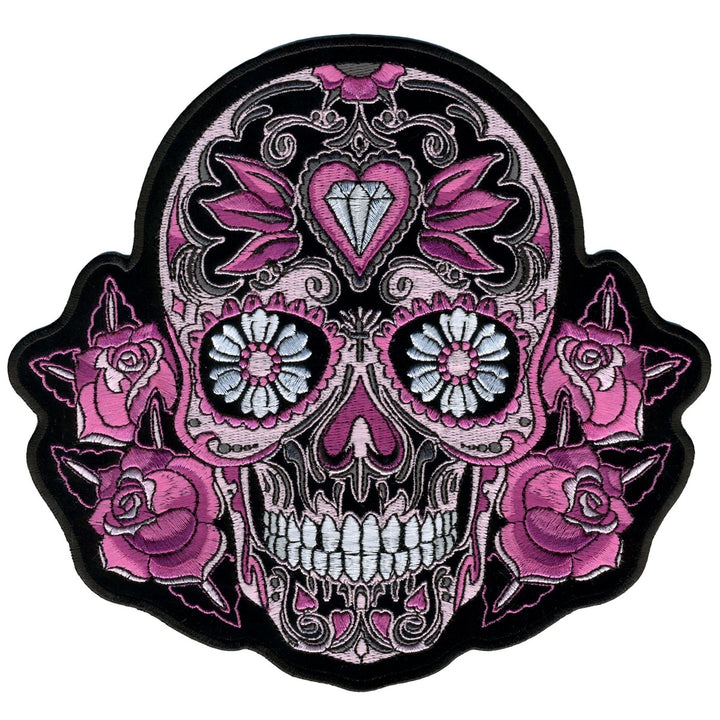 Hot Leathers PPA6967 Pink Sugar Skull and Roses 8" x 8" Patch