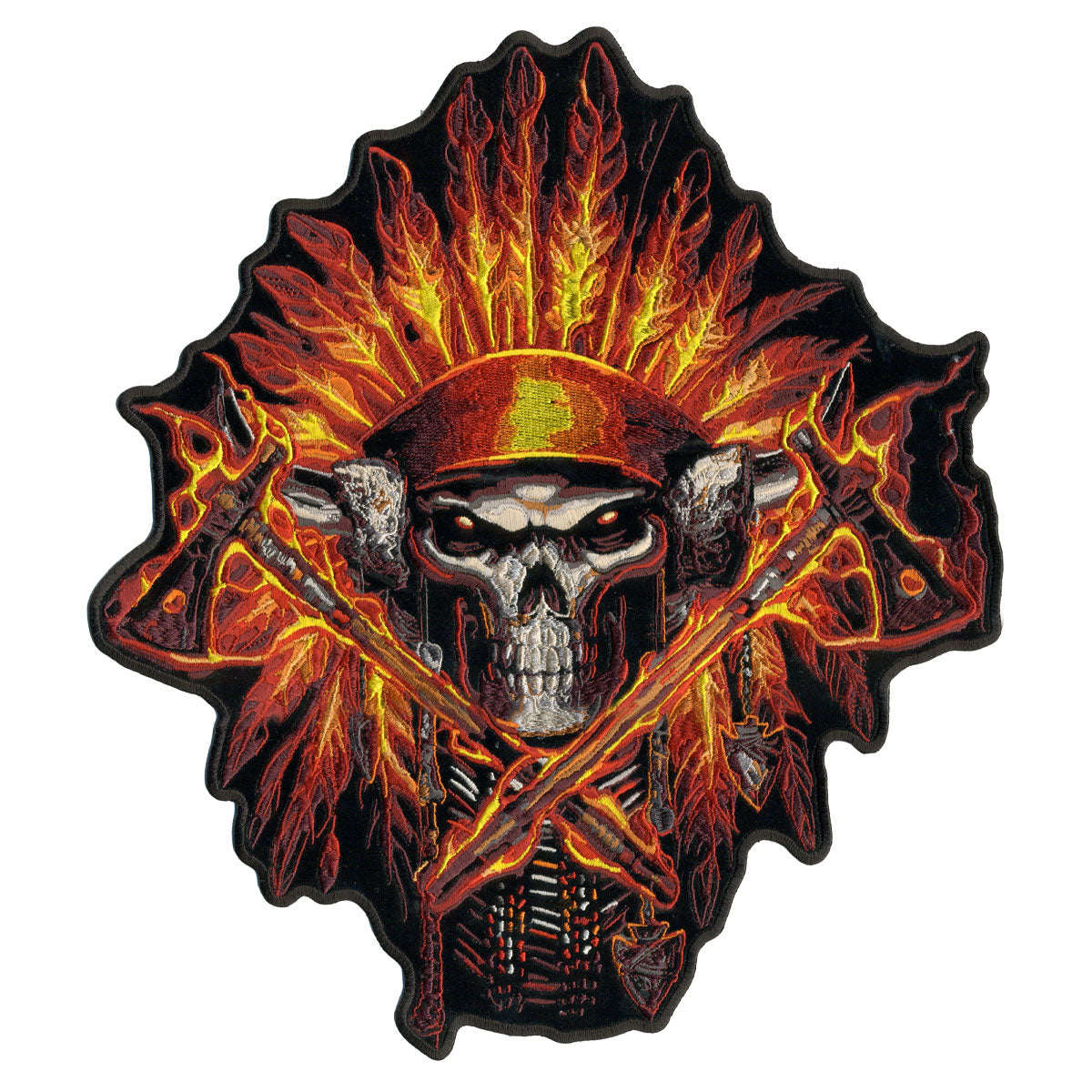 Hot Leathers PPA7149 Flame Headress Indian 11" x 12" Patch