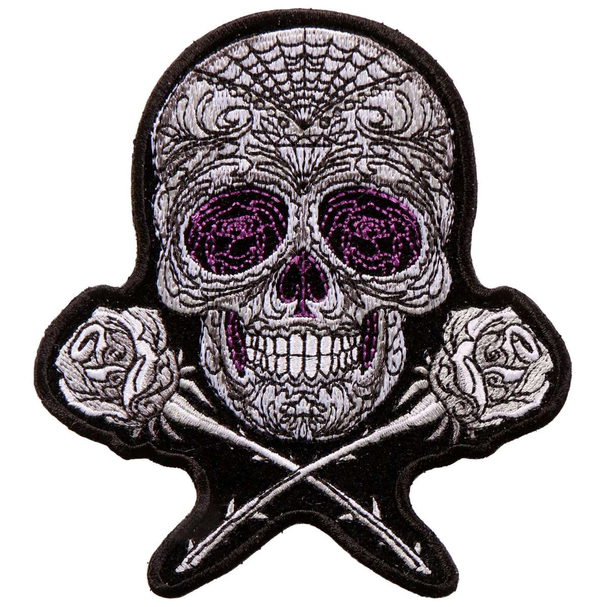 Hot Leathers Roses Sugar Skull 4"x5" Patch PPA9803