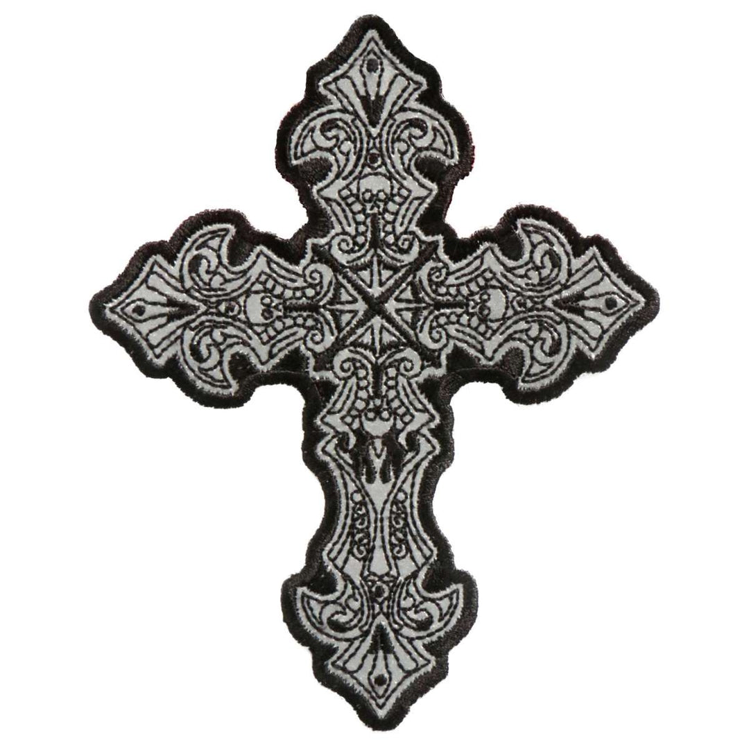 Hot Leathers 4" x 5" Reflective Crucifix Patch PPB1210