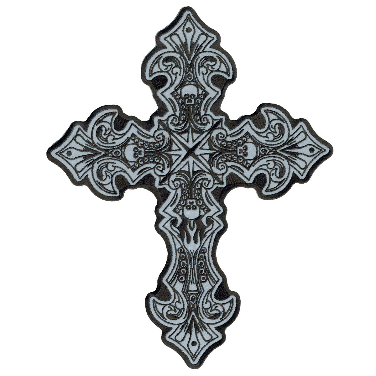 Hot Leathers PPB1217  Reflective Crucifix 9" x 11" Patch