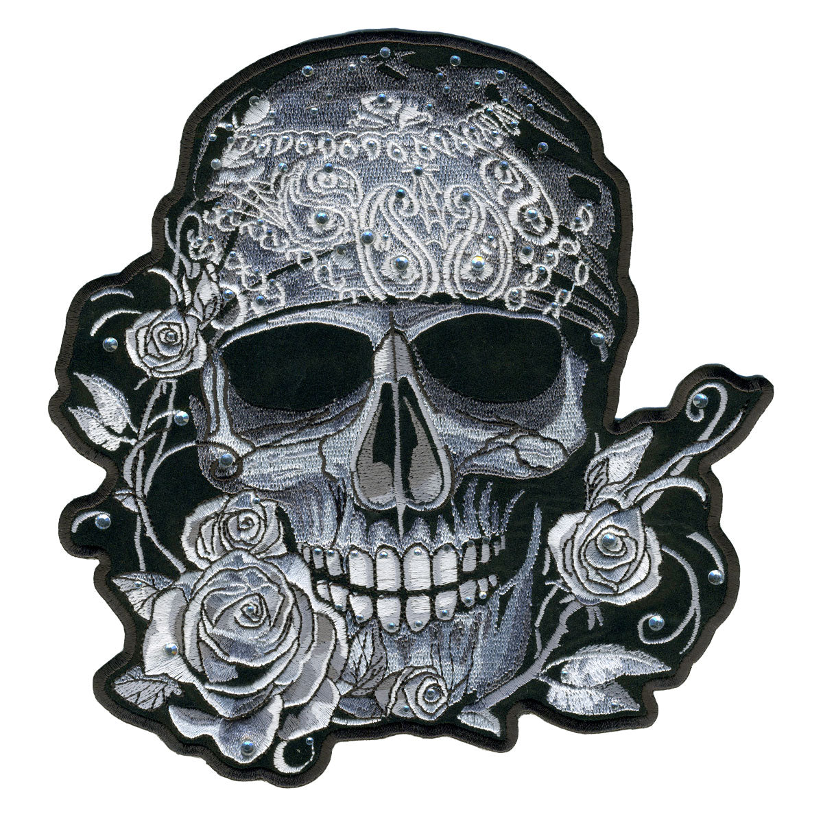 Hot Leathers PPC3217 Bandana Skull with Rhinestones 8" x 8" Patch
