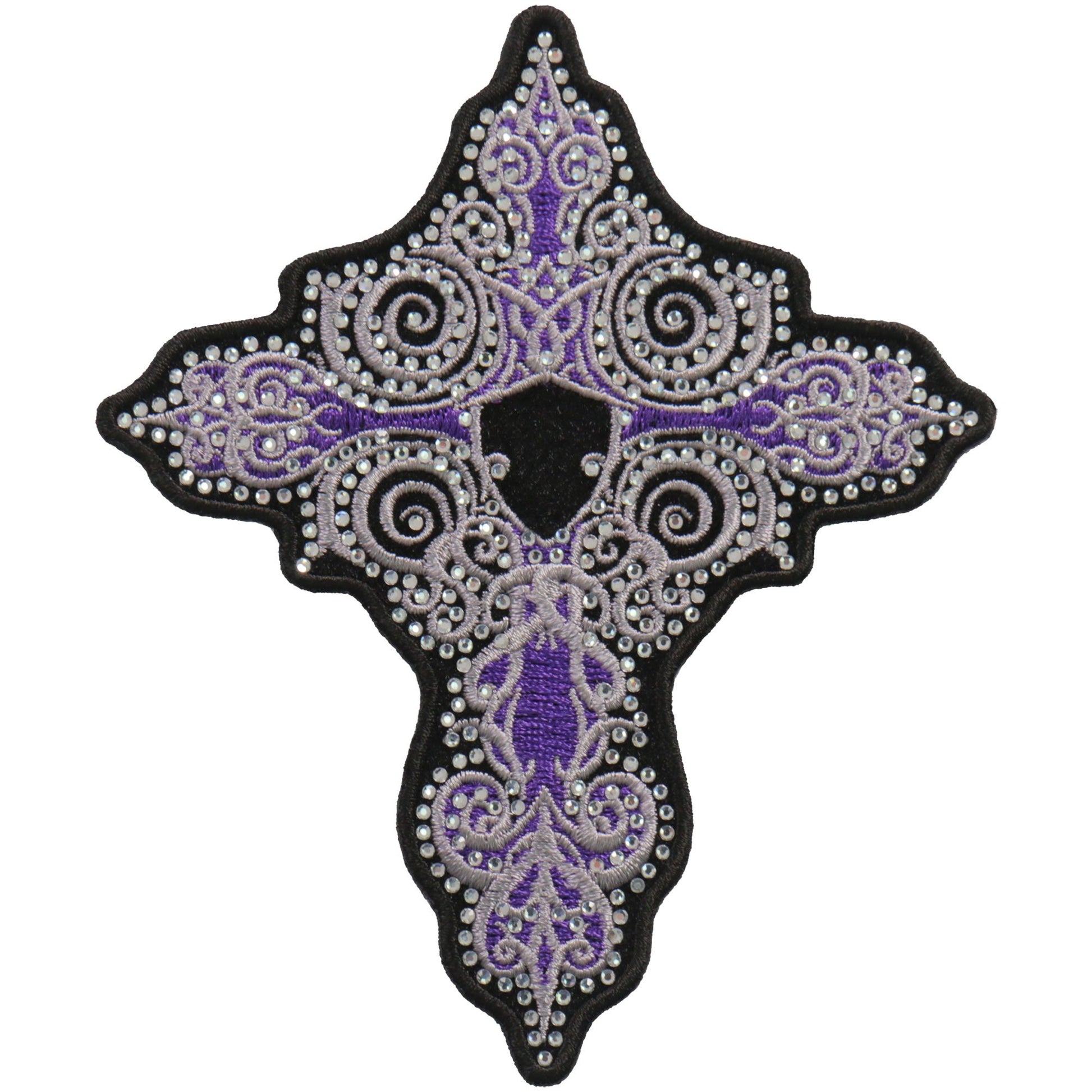 Hot Leathers PPC3275 5 Inch Rhinestone Purple Cross Patch