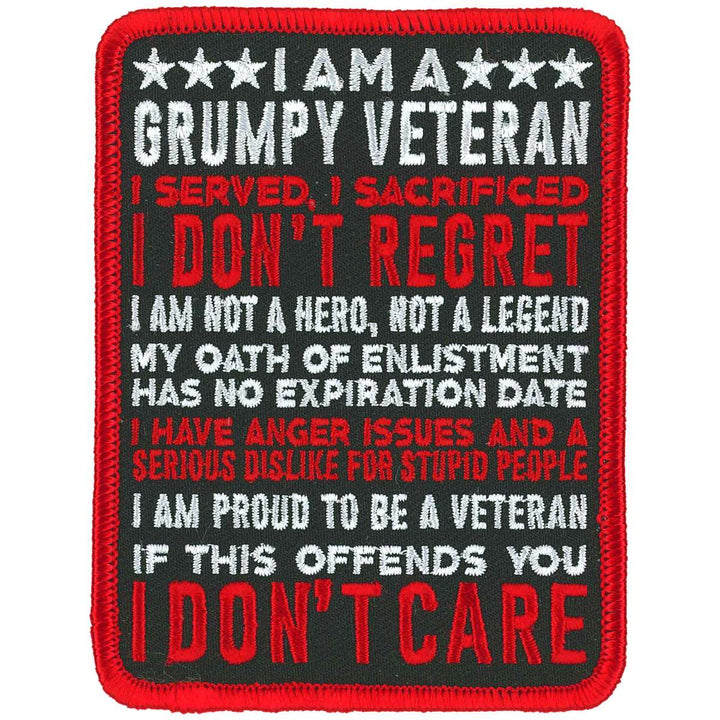 Hot Leathers I Am A Grumpy Veteran Patch PPL9914