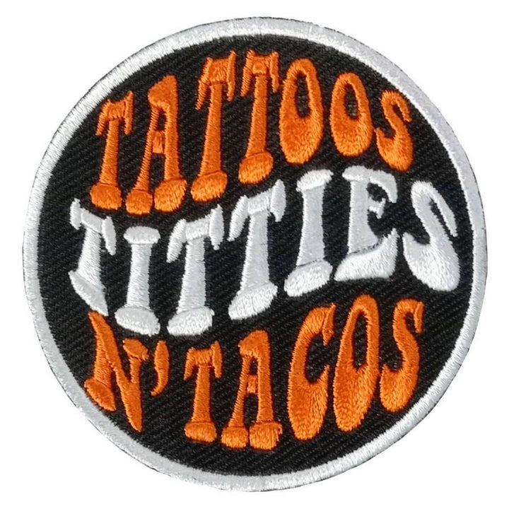 Hot Leathers Tattoos Titties &amp; Tacos 3" X 3" Embroidered Patch PPW1142