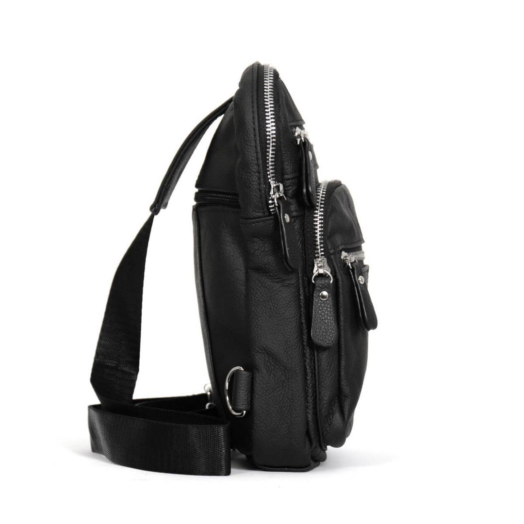 Hot Leathers PUA1158 Black Leather Compact Backpack w/ Zipper Closure