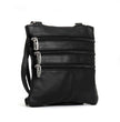 Hot Leathers Small Black Leather Purse with 3 Zippers PUA1165
