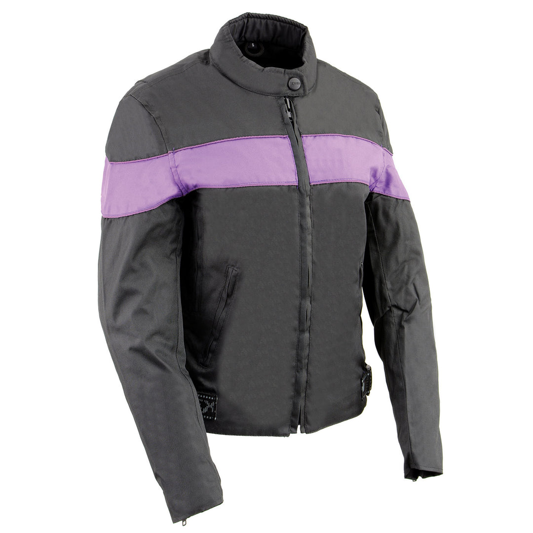 Milwaukee Leather SH2261 Women's Black and Purple Textile Lightweight Motorcycle Jacket with Reflective Piping
