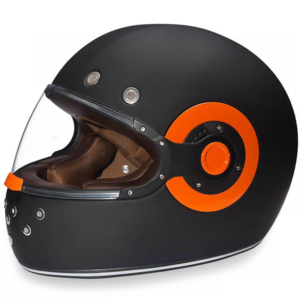 Close Out Clearance Daytona Helmets R1-O ‘Retro’ Dull Black with Orange Accents Full Face Helmet