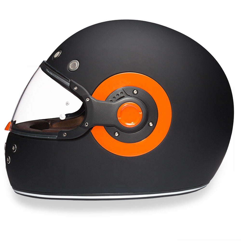 Close Out Clearance Daytona Helmets R1-O ‘Retro’ Dull Black with Orange Accents Full Face Helmet