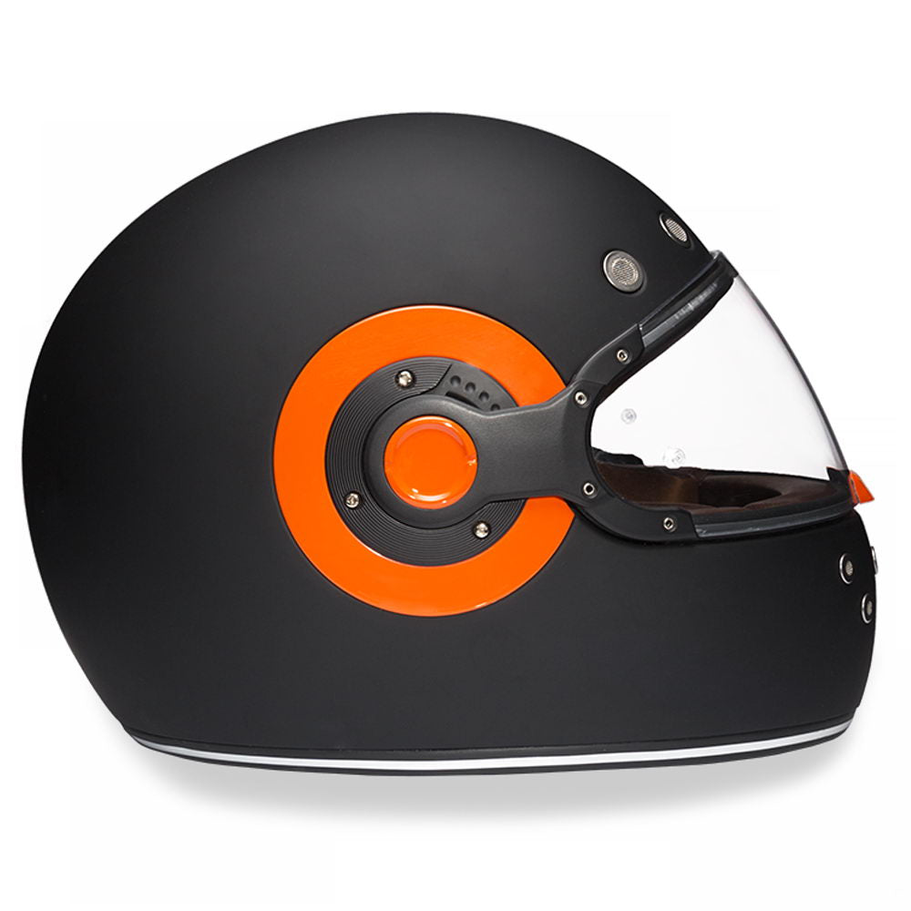 Close Out Clearance Daytona Helmets R1-O ‘Retro’ Dull Black with Orange Accents Full Face Helmet