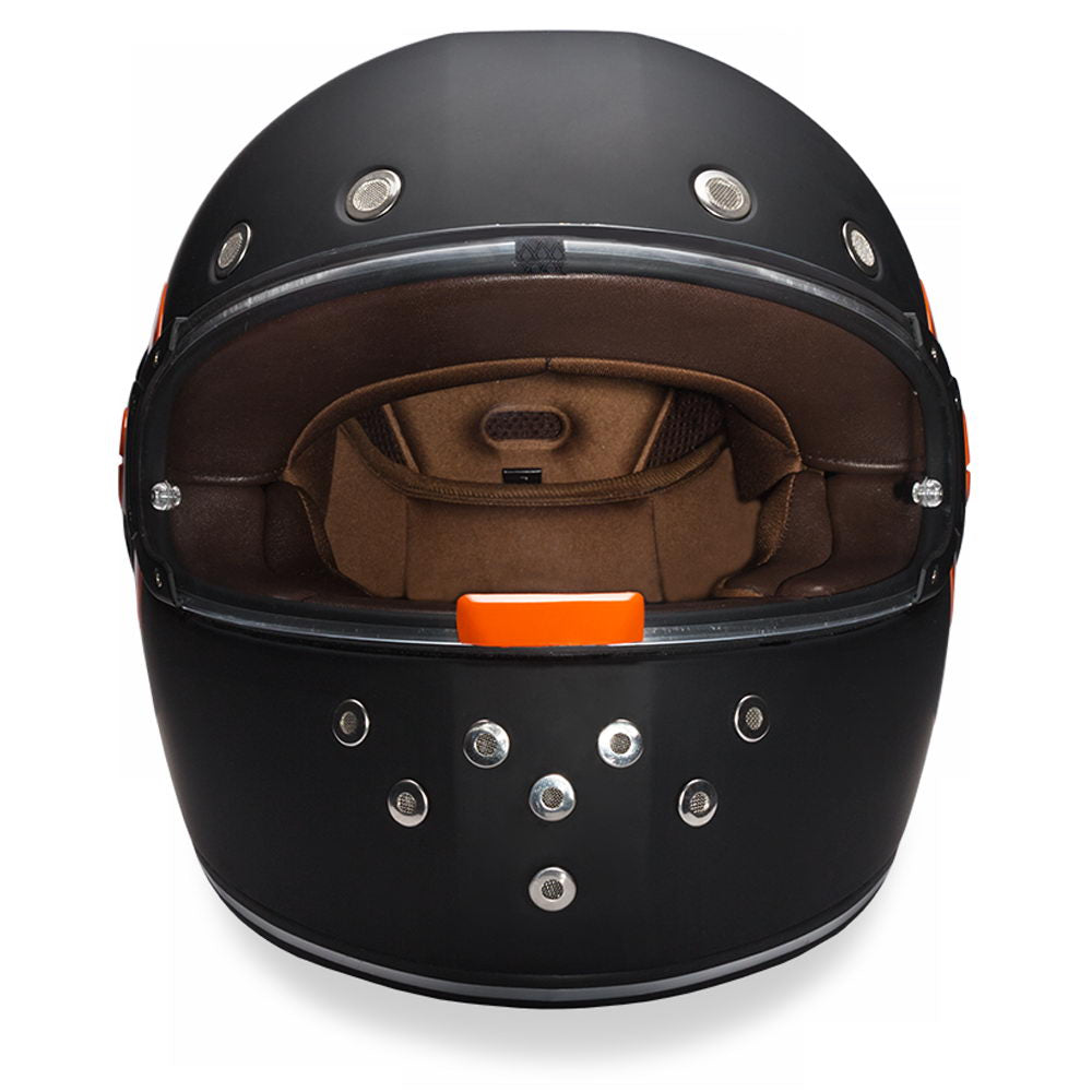 Close Out Clearance Daytona Helmets R1-O ‘Retro’ Dull Black with Orange Accents Full Face Helmet