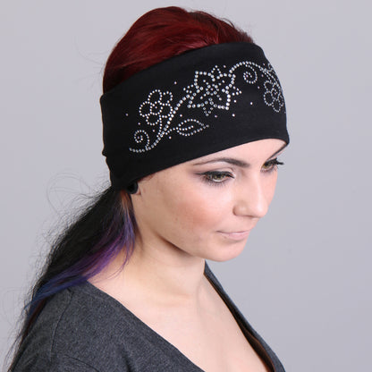 Hot Leathers RWC1005 Original Flowers Bling Headwrap