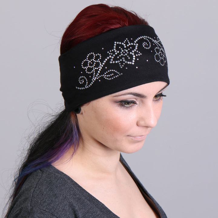 Hot Leathers RWC1005 Original Flowers Bling Headwrap