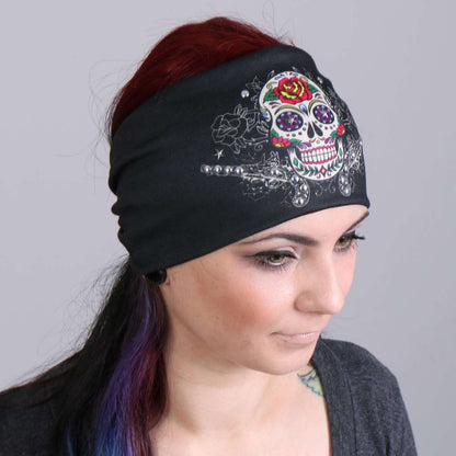 Hot Leathers Sugar Skull Guns EZ Band RWD1003