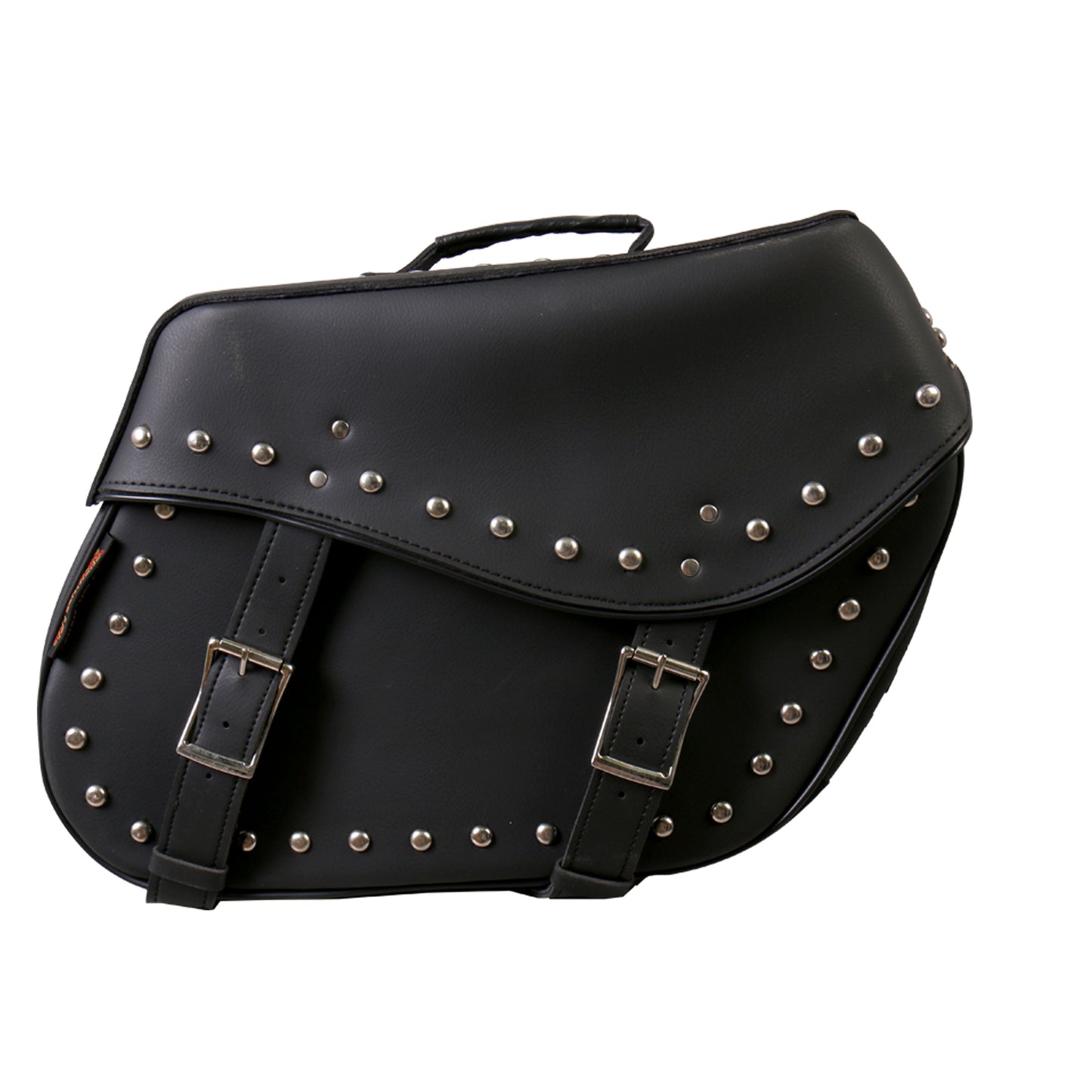 Hot Leathers SDB1005 Large Wide 2-Buckle PVC Studded Saddle Bags 15X12X7