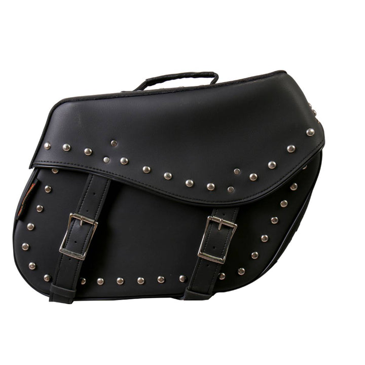 Hot Leathers SDB1005 Large Wide 2-Buckle PVC Studded Saddlebags 15X12X7