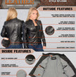 Milwaukee Leather SFL2800 Women's Racer Black Stand Up Collar Motorcycle Fashion Leather Jacket