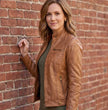 Milwaukee Leather SFL2800 Women's Racer Whiskey Stand Up Collar Motorcycle Fashion Leather Jacket