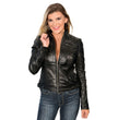 Milwaukee Leather SFL2800 Women's Racer Black Stand Up Collar Motorcycle Fashion Leather Jacket