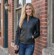 Milwaukee Leather SFL2801 Women's Racer Black Stand Up Collar Motorcycle Fashion Leather Jacket