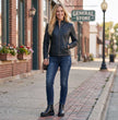 Milwaukee Leather SFL2801 Women's Racer Black Stand Up Collar Motorcycle Fashion Leather Jacket