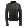 Milwaukee Leather SFL2806 Women's Quilted Black Mandarin Scuba Collar Fashion Casual Leather Jacket